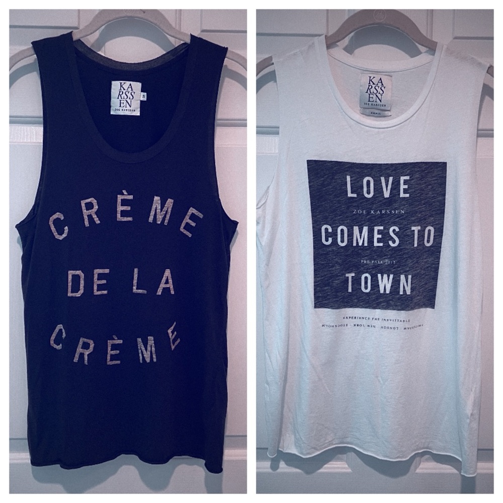 Set of 2 Zoe Karssen Tanks size S: Crème de la Crème and Love Comes to Town